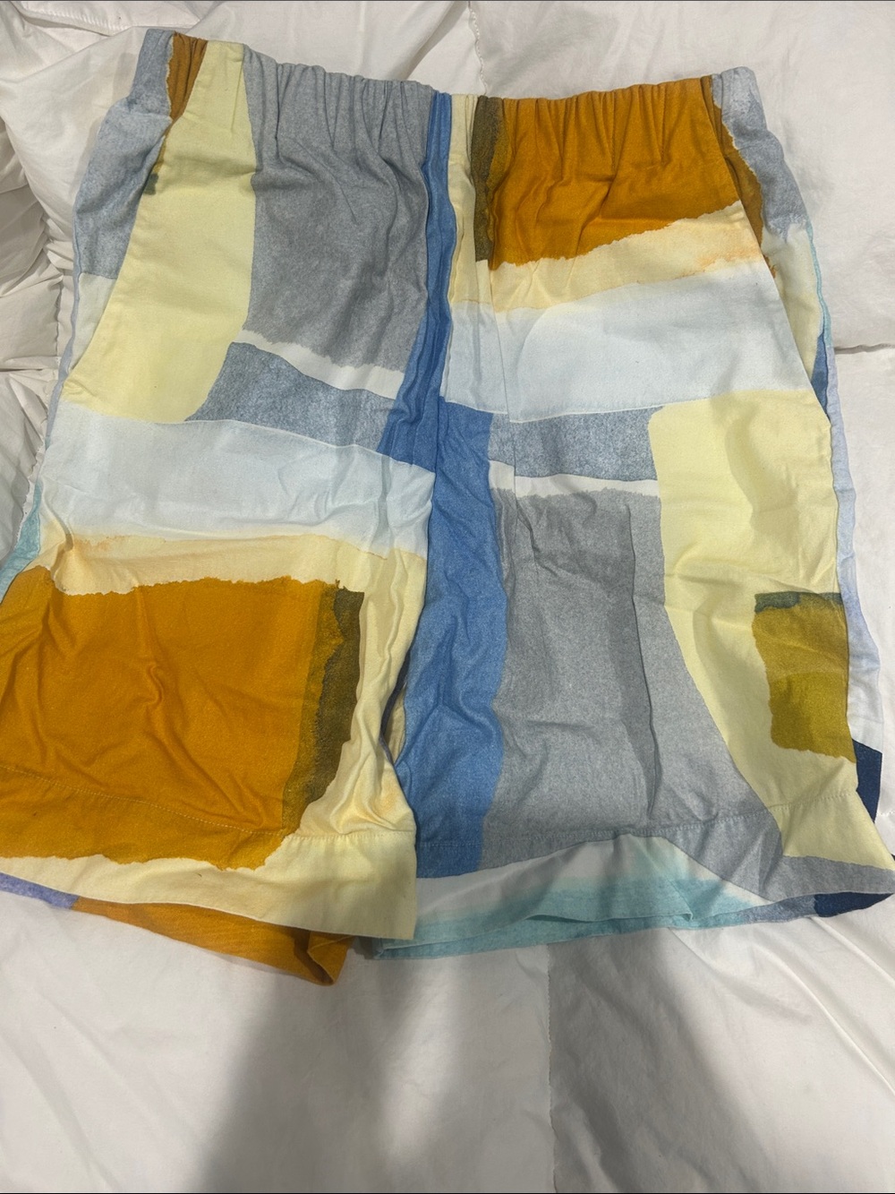 Women’s Colorblock Print Bermuda Shorts - Yellow Blue Gray